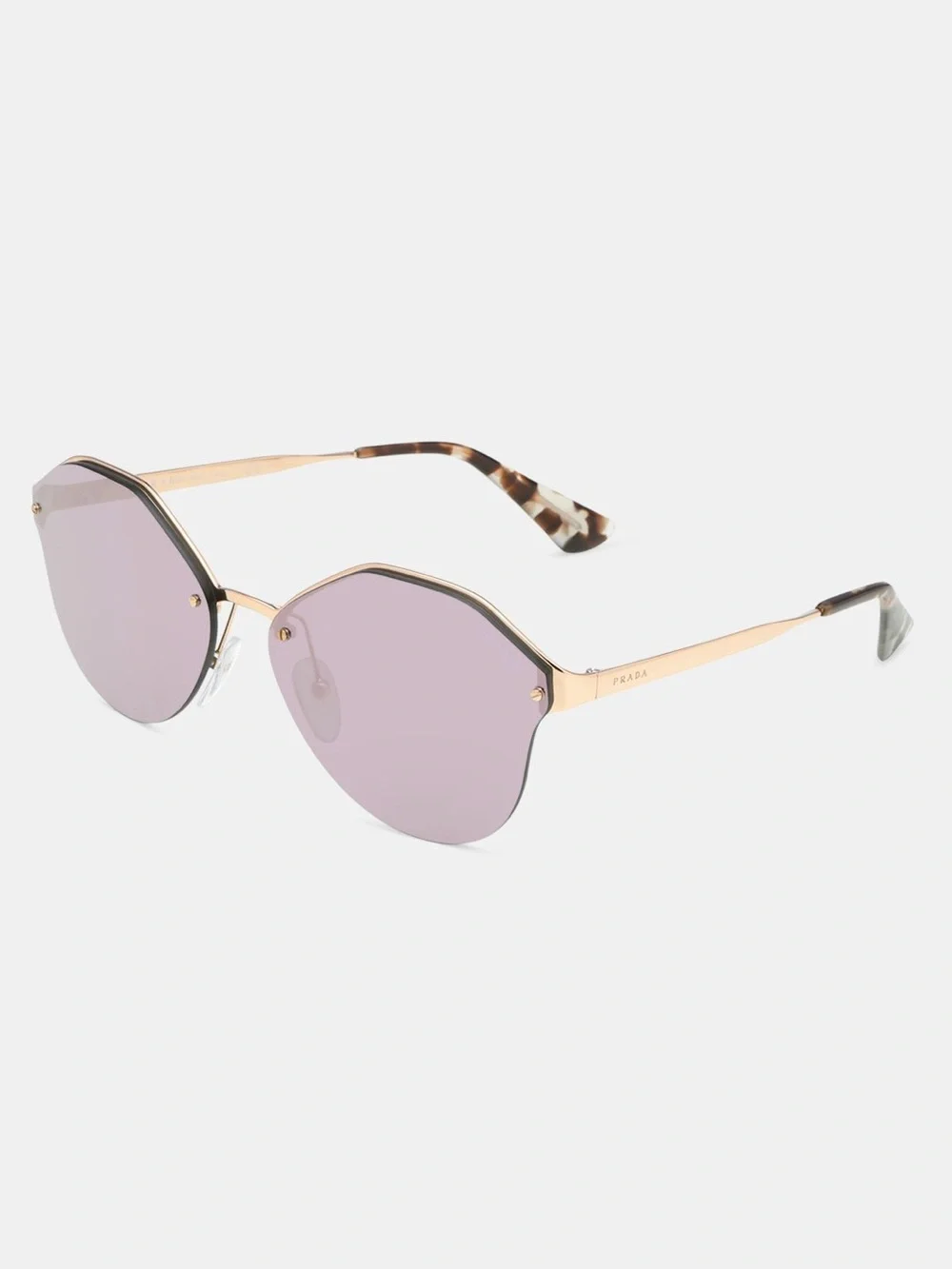 PRADA SPR64T Women's Geometric Rose Gold Metal Sunglasses Purple Mirror Lens